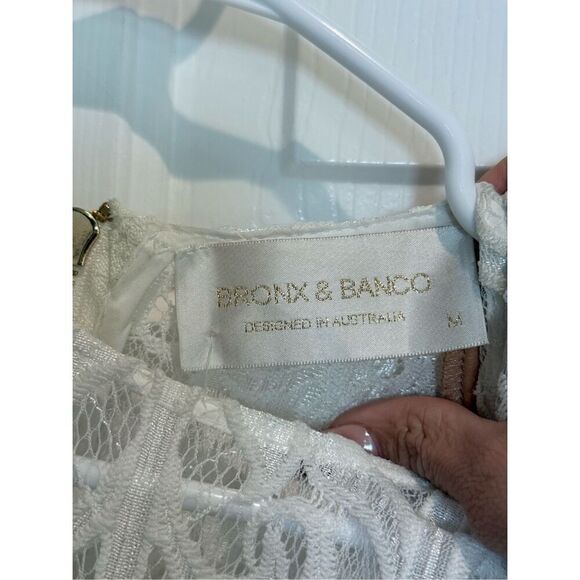NWT BRONX & BANCO Structured Casey Lace Fit & Flare Scalloped Hem Mini Dress M - Picture 5 of 16
